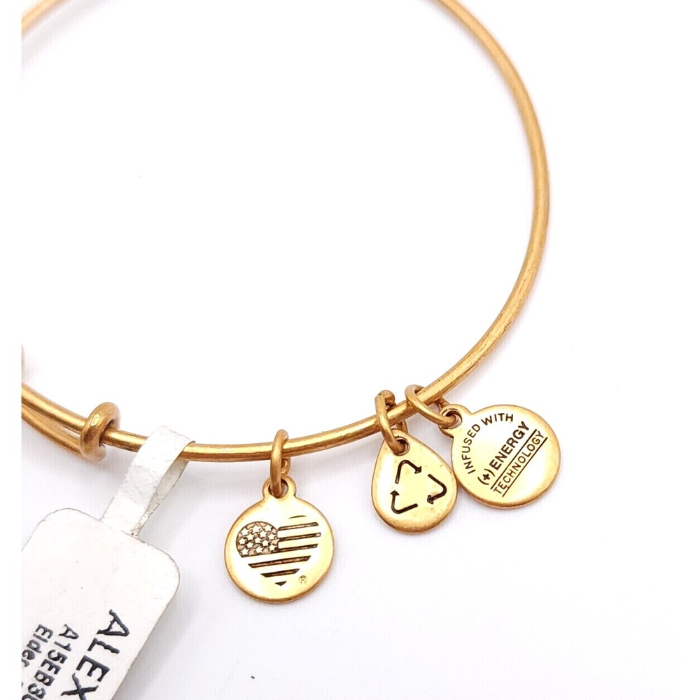 Alex & Ani Elder Charm Bracelet Women's Rafaelian Gold Expandable Bangle USA - Picture 7 of 8